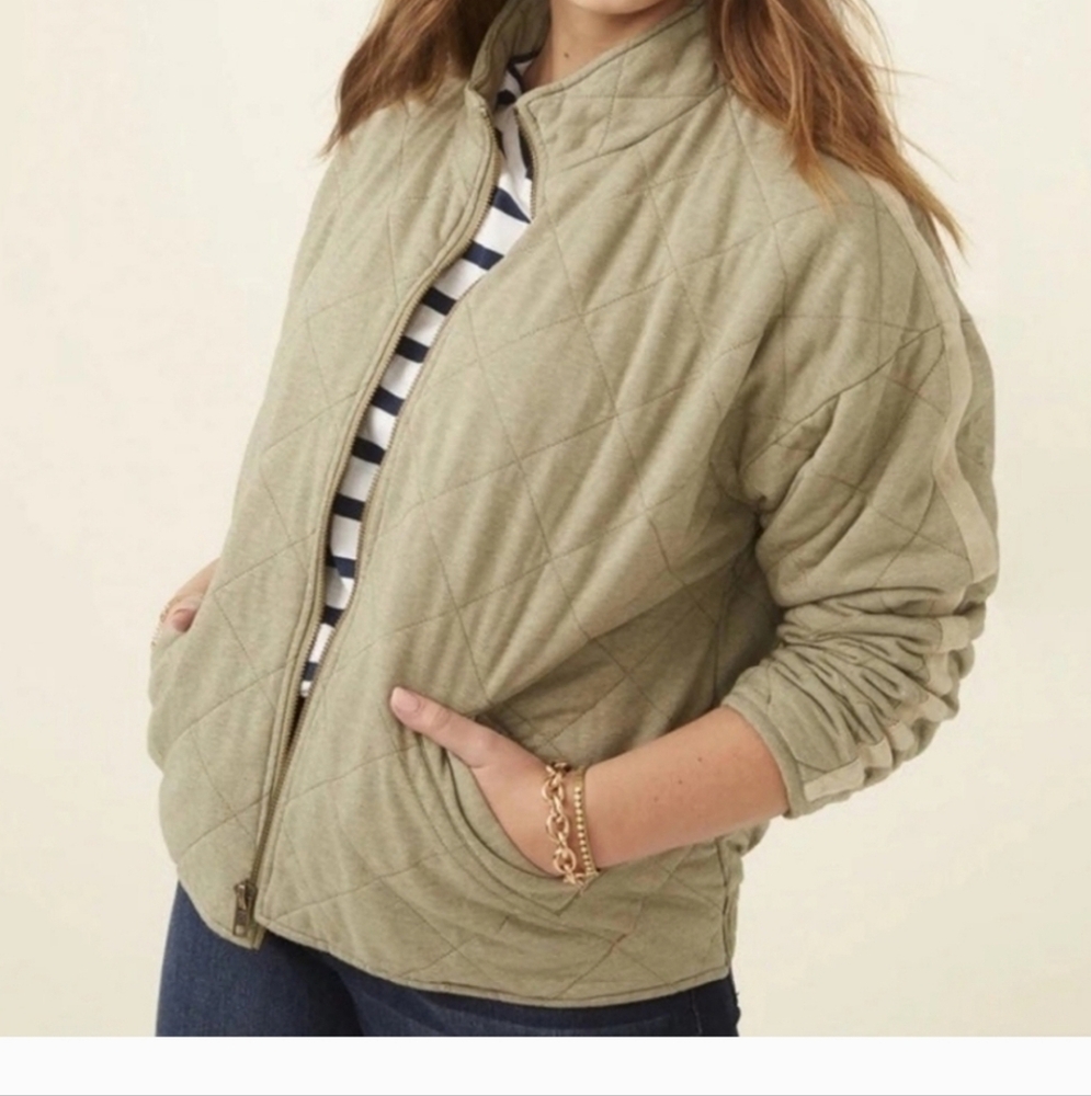 Bagatelle Collection 1X Olive Quilted Bomber Jacket